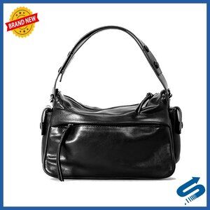 Faux Leather Satchel Handbag with Detachable Crossbody Strap
